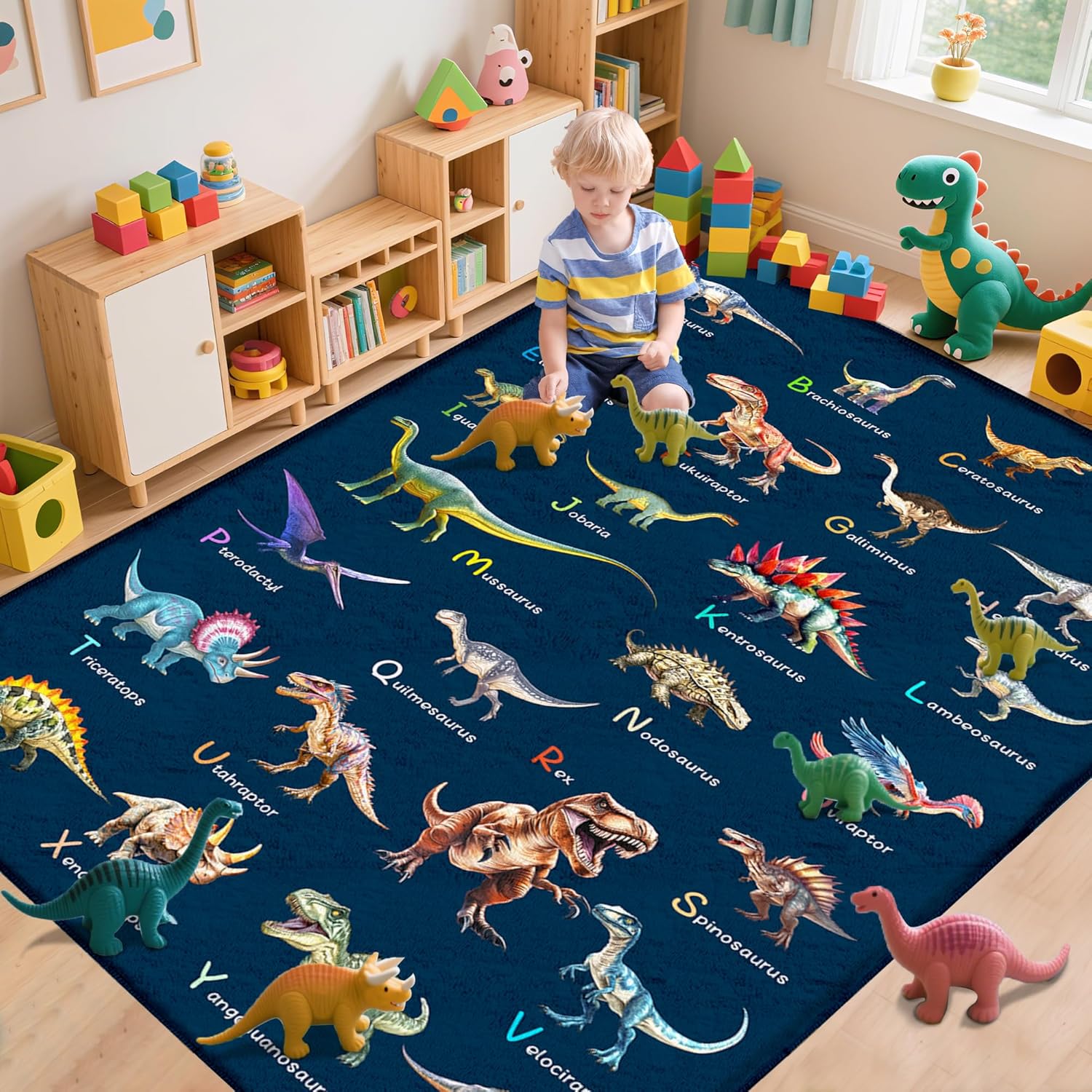 Kids Education Name - Tapis éducatif à thème alphabet dinosaure