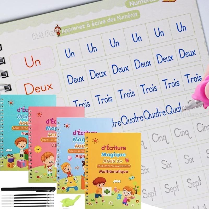 Kids Educational Workbooks - Livre de copie magique français, cahier