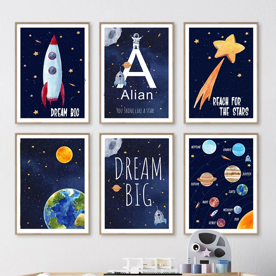 Kids Education Name - Peinture sur toile personnalisée avec nom,