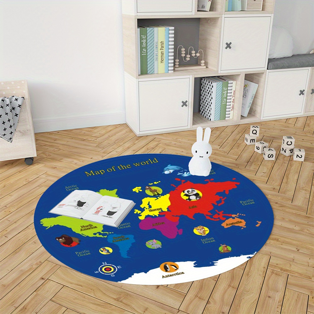Tapis rond carte du monde en f - Kids Education Room avis et prix