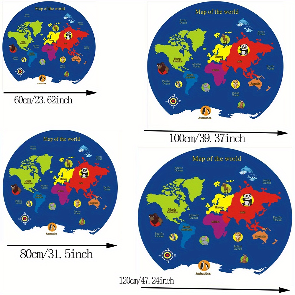 Tapis rond carte du monde en f - Kids Education Room avis et prix