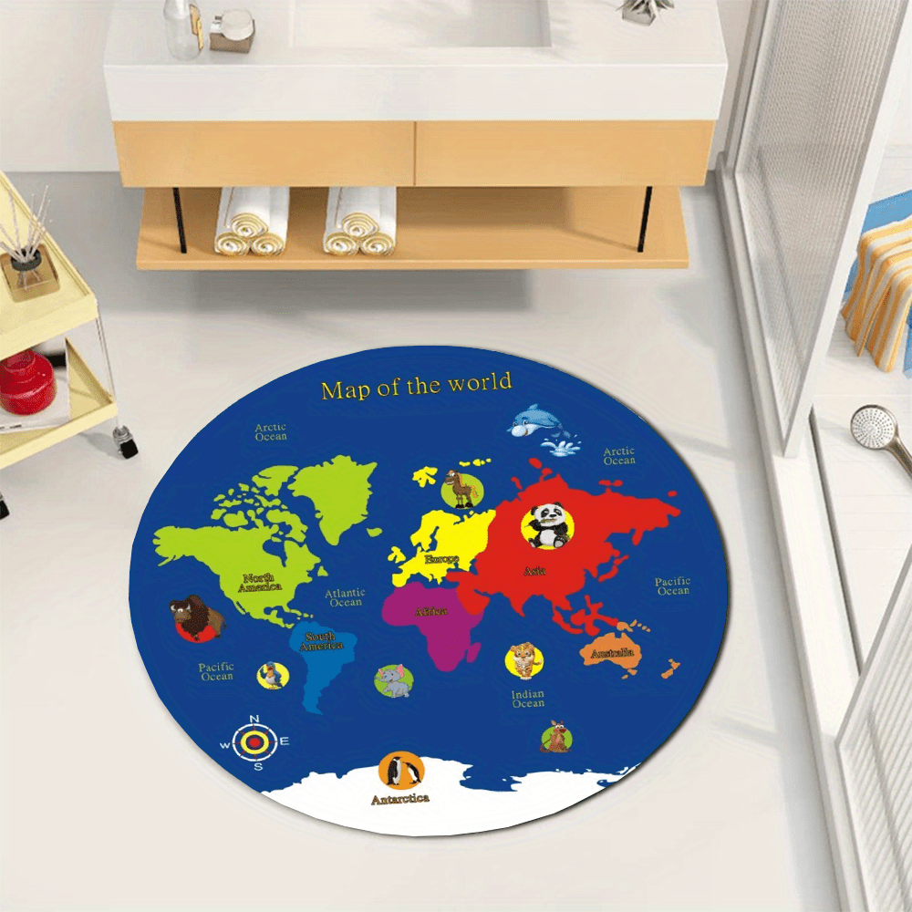Tapis rond carte du monde en f - Kids Education Room avis et prix